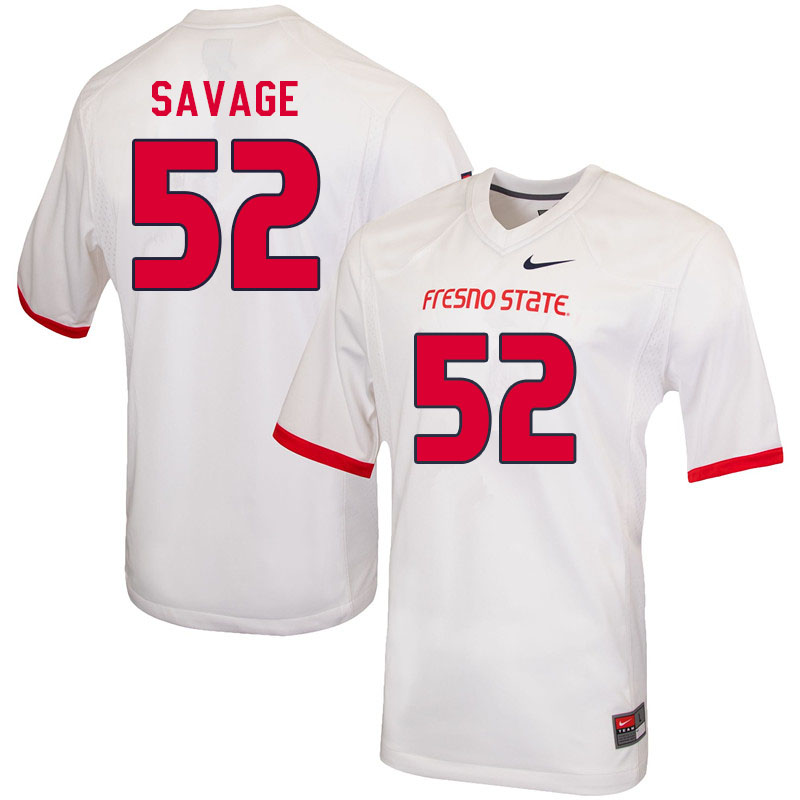 Men #52 Amil Savage Fresno State Bulldogs College Football Jerseys Sale-White